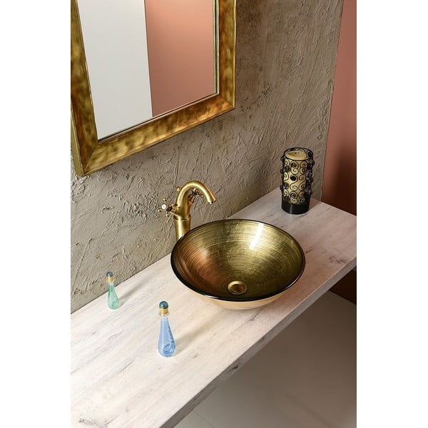 Iš stiklo apvalios formos praustuvas auksinės spalvos ø 42 cm Fianna – Sapho-image-2