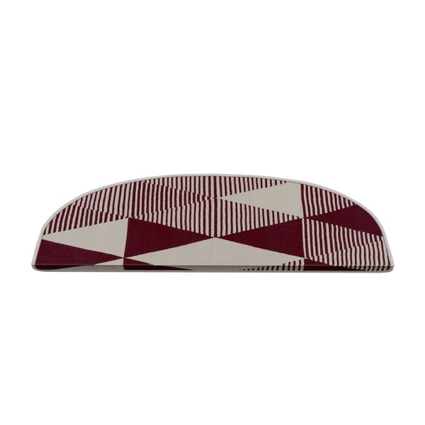 Laiptų kilimėlių rinkiniai bordo spalvos/baltos spalvos 16 vnt. 20x65 cm Triangles – Vitaus