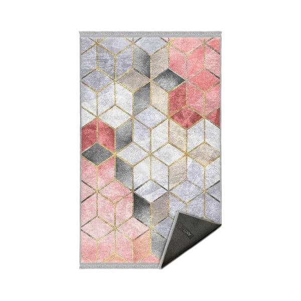 Skalbiamas pailgos formos kilimas rožinės spalvos/pilkos spalvos 80x200 cm – Mila Home