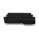 Juodos spalvos iš boucle sulankstoma/su sandėliavimo vieta kampinė sofa (su dešiniuoju kampu/su gultu) Kyoto – Cosmopolitan Design