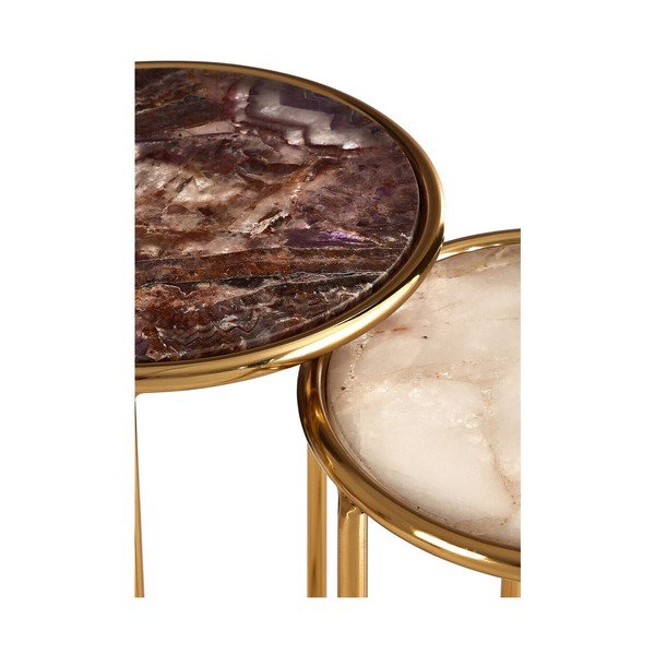 Apvalios formos šoniniai stalai 2 vnt. su akmens stalviršiu ø 31 cm Vita – Premier Housewares-image-4