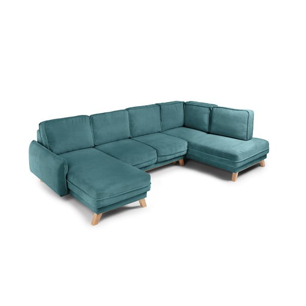 Iš kordinio velveto sulankstoma kampinė sofa turkio spalvos (su dešiniuoju kampu/„U“ formos) Tori – Bonami Selection-image-2
