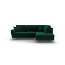 Žalios spalvos iš velveto sulankstoma/su sandėliavimo vieta kampinė sofa (su dešiniuoju kampu/„L“ formos) Kyoto – Cosmopolitan Design