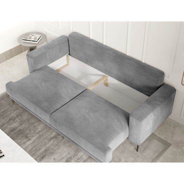 Pilkos spalvos iš velveto sulankstoma/su sandėliavimo vieta sofa 260 cm Dalia – ELTAP-image-2