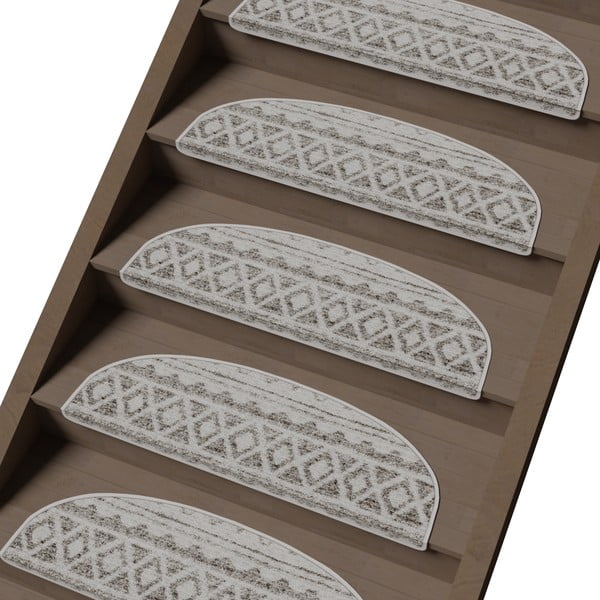 Laiptų kilimėlių rinkiniai kreminės spalvos 16 vnt. 20x65 cm Cottage Warmth – Vitaus-image-1