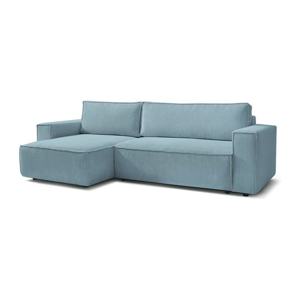 Mėtų spalvos iš kordinio velveto sulankstoma/su sandėliavimo vieta kampinė sofa Nihad – Bobochic Paris-image-4