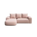 Kampinė sofa šviesiai rožinės spalvos iš boucle (su kairiuoju kampu) Feiro – MESONICA