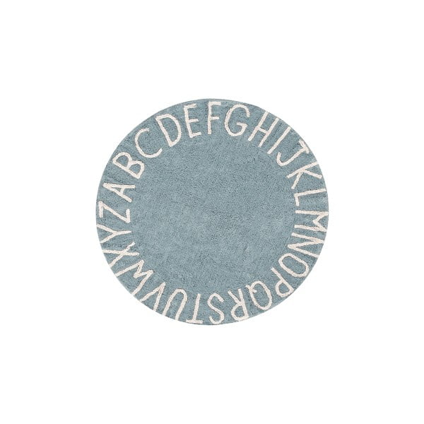 Skalbiamas/rankų darbo iš medvilnės vaikiškas kilimas šviesiai mėlynos spalvos ø150 cm ABC Vintage Blue – Lorena Canals