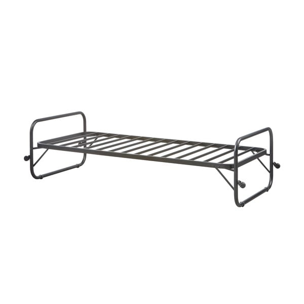 Iš metalo viengulė lova juodos spalvos sulankstoma su lovos grotelėmis 90x200 cm Lucy – WOOOD