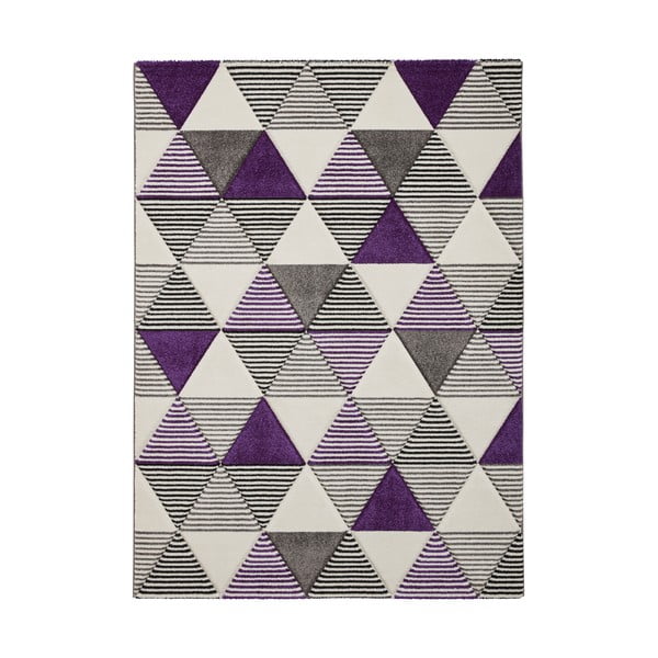 Purpurinės ir pilkos spalvos kilimas Think Rugs Brooklyn Geo, 160 x 220 cm