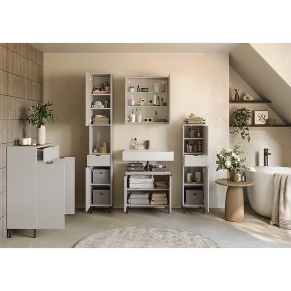 Kreminės spalvos aukšta/siaura vonios daiktadėžė 30x190 cm Arcena – Germania-image-4