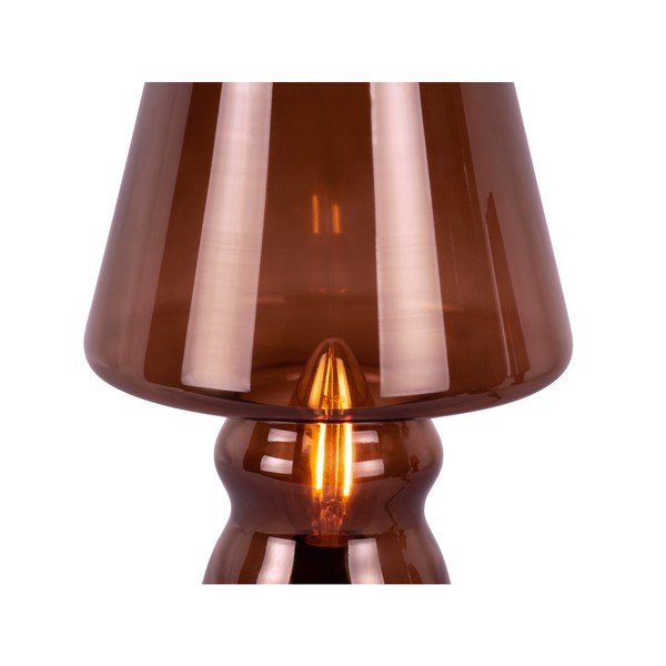 Tamsiai rudo stiklo stalinis šviestuvas Leitmotiv Glass, aukštis 25 cm-image-4