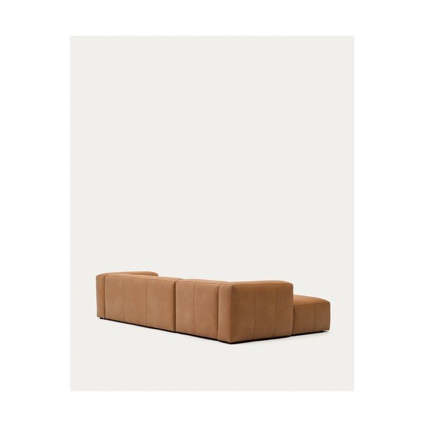Rudos spalvos kampinė sofa iš odos (su kairiuoju kampu/su gultu) Blok – Kave Home-image-4