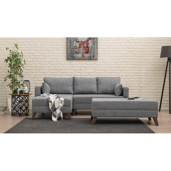 Kampinė sofa pilkos spalvos (su kairiuoju kampu) Bella – Balcab Home-image-1