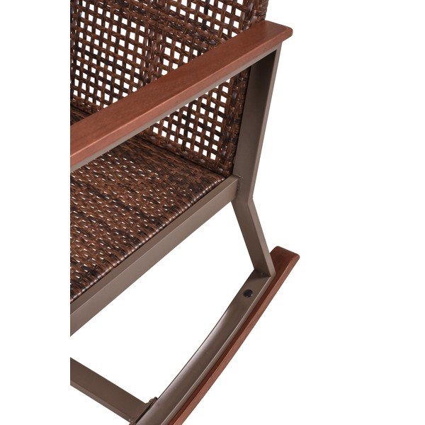 Medžio masyvo supama kėdė su stalu tamsiai rudos spalvos Sinaloa – Garden Pleasure-image-4