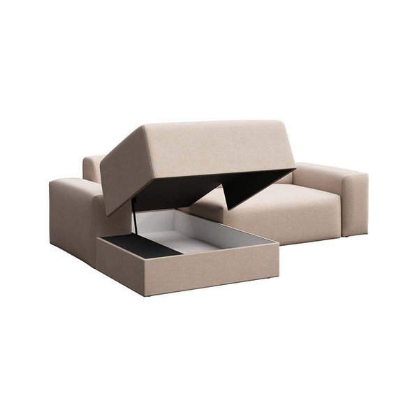 Smėlio spalvos iš velveto sulankstoma/su sandėliavimo vieta kampinė sofa (su kairiuoju kampu/su gultu) Villet – Rodier-image-3