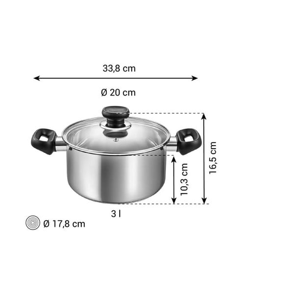 Puodas iš nerūdijančio plieno su dangčiu tinka indukcinei viryklei 3 l Brava – Tescoma-image-3