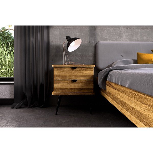 Natūralios spalvos ąžuolo medienos naktinis staliukas Kula - The Beds-image-4