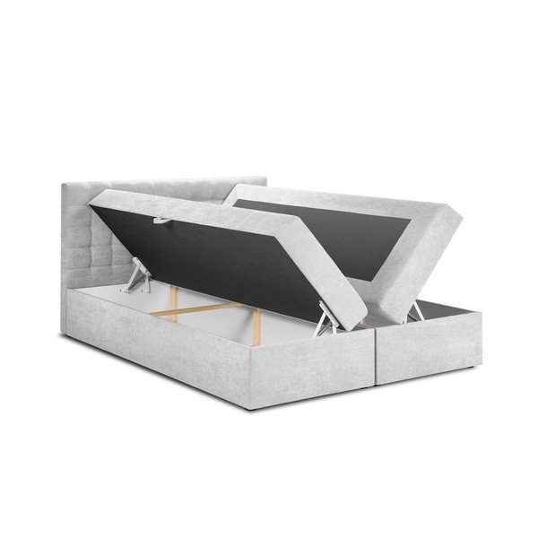 Šviesiai pilka dvigulė lova Mazzini Beds Jade, 160 x 200 cm-image-3
