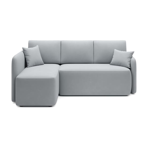 Šviesiai pilkos spalvos iš velveto sulankstoma/su sandėliavimo vieta kampinė sofa (su kairiuoju kampu/su gultu) Hadson – ELTAP