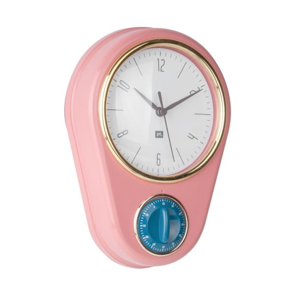 Rožinis sieninis laikrodis su virtuvės minutėmis PT LIVING