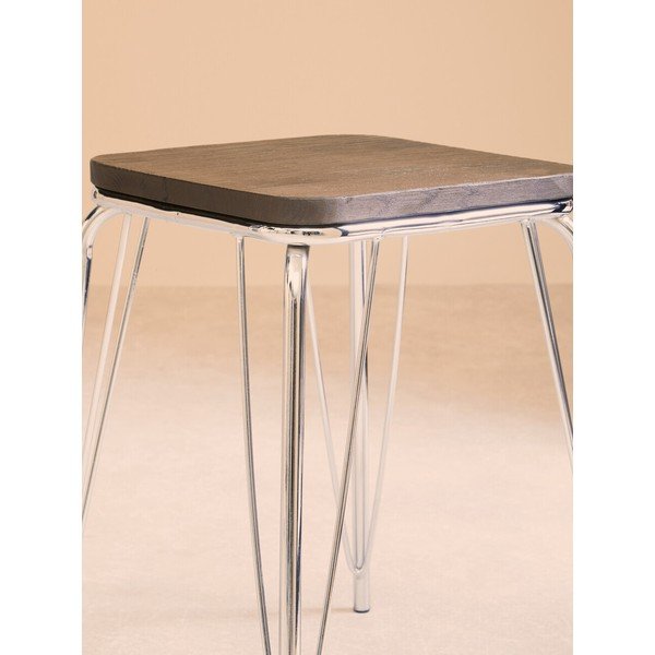 Sidabrinės spalvos/natūralios spalvos iš guobos masyvo taburetė District – Premier Housewares-image-4