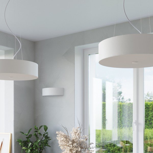 Kabantis šviestuvas baltos spalvos ø 70 cm su tekstiliniu gaubtu Herra – Sollux-image-1