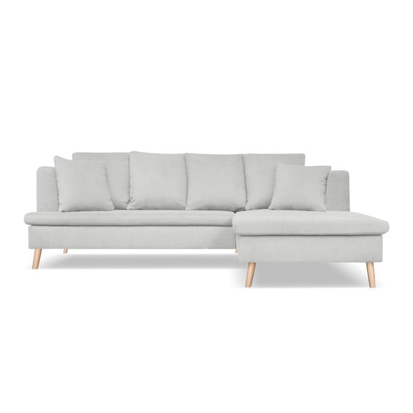 Šviesiai pilka sofa keturiems asmenims su šezlongu dešinėje pusėje Cosmopolitan Design Newport