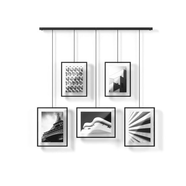 Pakabinami rėmėliai iš metalo juodos spalvos 5 vnt. 79x43 cm Exhibit – Umbra