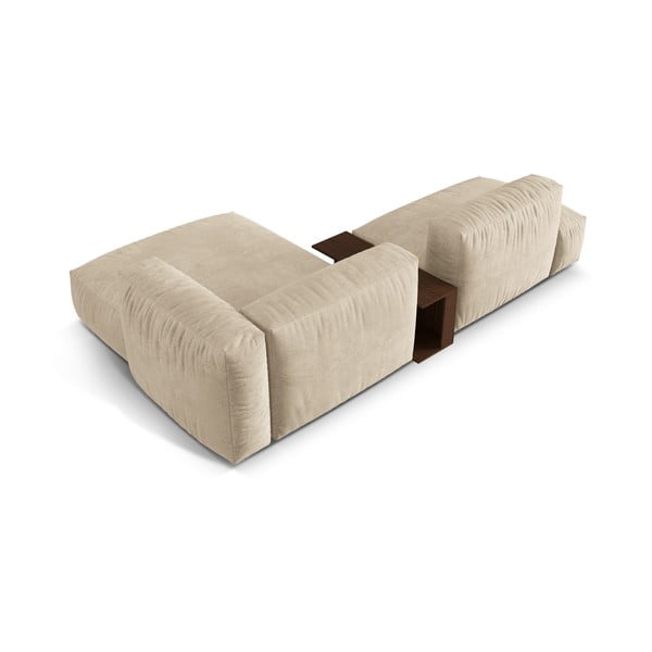 Smėlio spalvos iš velveto modulinė kampinė sofa (su dešiniuoju kampu/su gultu) Martina – Micadoni -image-4