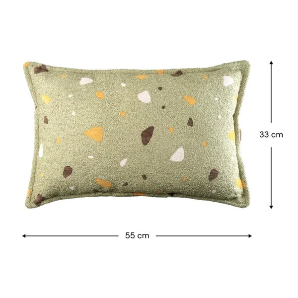 Žalios spalvos iš boucle/iš šenilinio audinio vaikiška sofos pagalvėlė Terrazzo Bolster – Wigiwama-image-2