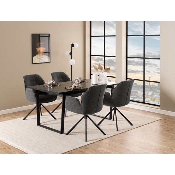 Tamsiai pilkos spalvos iš audinio valgomojo kėdė Aura – Actona-image-2