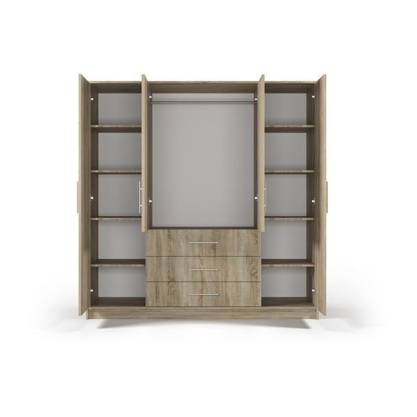 Ąžuolinė spinta su veidrodžiu 196x200 cm Derry - Cosmopolitan Design-image-3