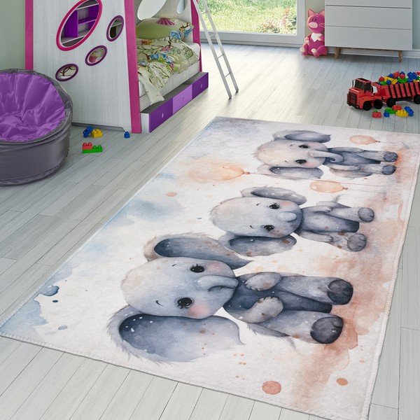 Vaikiškas kilimas šviesiai pilkos spalvos 100x160 cm Baby Elephants – Vitaus-image-1