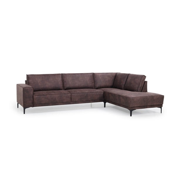 Iš dirbtinės odos kampinė sofa rudos spalvos (su dešiniuoju kampu) Copenhagen – Scandic-image-2
