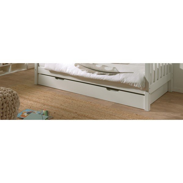 Baltos spalvos ištraukiama iš pušies masyvo vaikiška lova su lovos grotelėmis 90x200 cm Margrit – Vipack-image-3