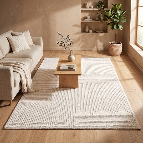 Kreminės spalvos kilimas 200x290 cm Labyrinth – ESTE-image-2