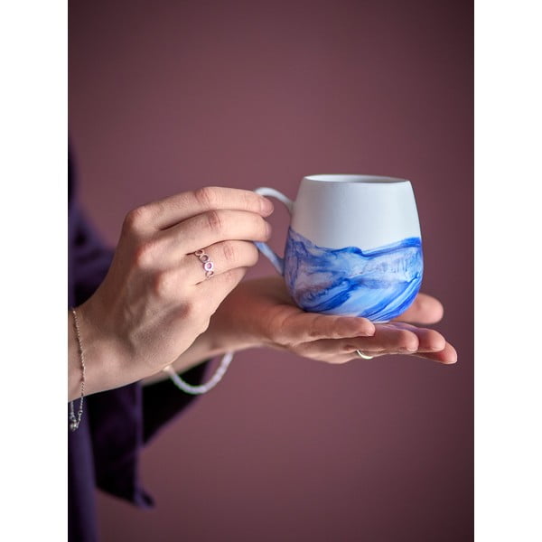 Baltos spalvos/mėlynos spalvos iš akmens masės puodeliai 4 vnt. 250 ml Lyre – Bloomingville-image-1