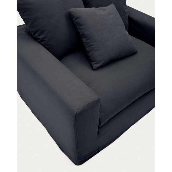Antracito spalvos iš lino krėslas Nora – Kave Home-image-4