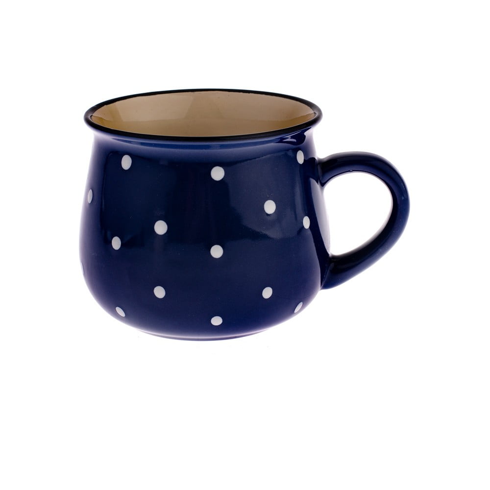 Mėlynas keraminis puodelis su taškeliais "Dakls Premio", 770 ml