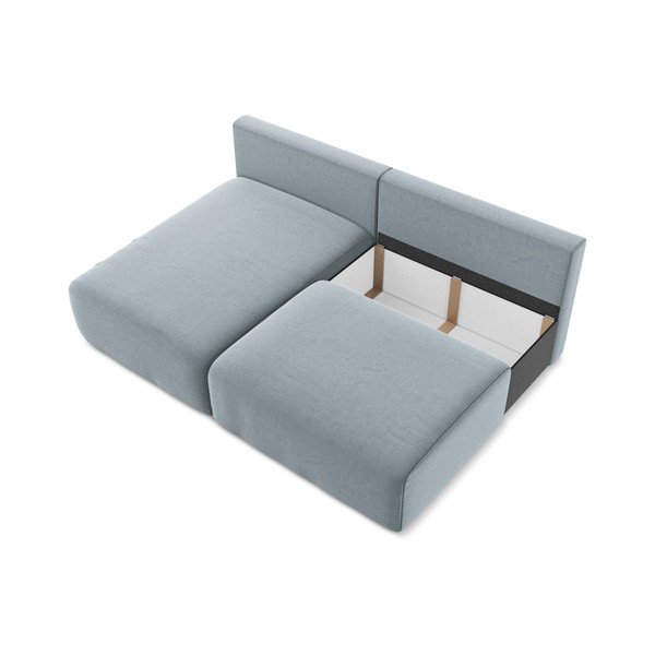 Mėlynos spalvos sulankstoma/su sandėliavimo vieta kampinė sofa iš velveto (su kairiuoju kampu/su gultu) Kalena – Makamii-image-4