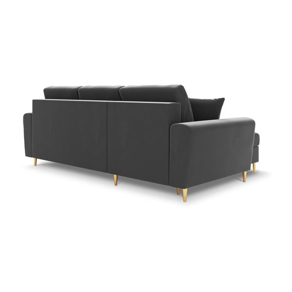 Šviesiai pilkos spalvos iš velveto sulankstoma/su sandėliavimo vieta kampinė sofa Kyoto – Cosmopolitan Design-image-3