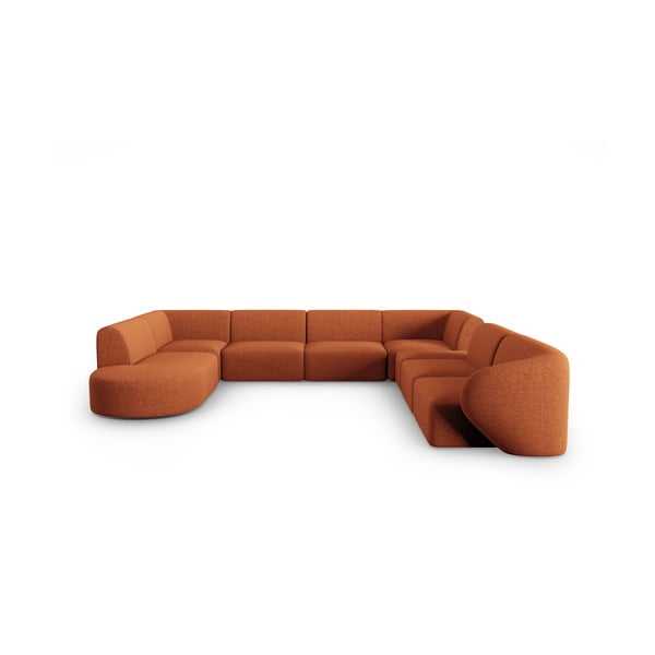 Kampinė sofa oranžinės spalvos (su dešiniuoju kampu/„U“ formos) Shane – Micadoni Home