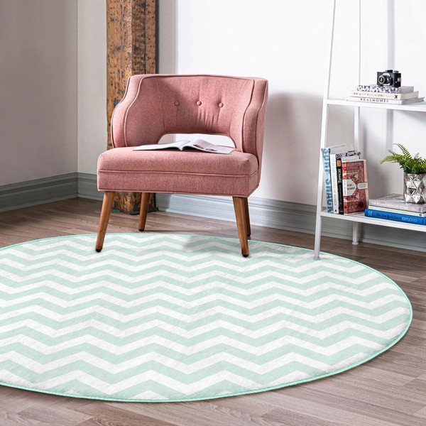 Skalbiamas/robotiniams dulkių siurbliams apvalios formos kilimas mėtų spalvos ø 100 cm Comfort – Mila Home-image-3