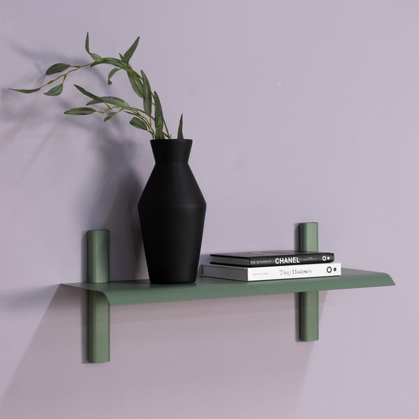 Pilkai žalios spalvos iš metalo sieninė lentyna 60 cm Hola – Spinder Design-image-1