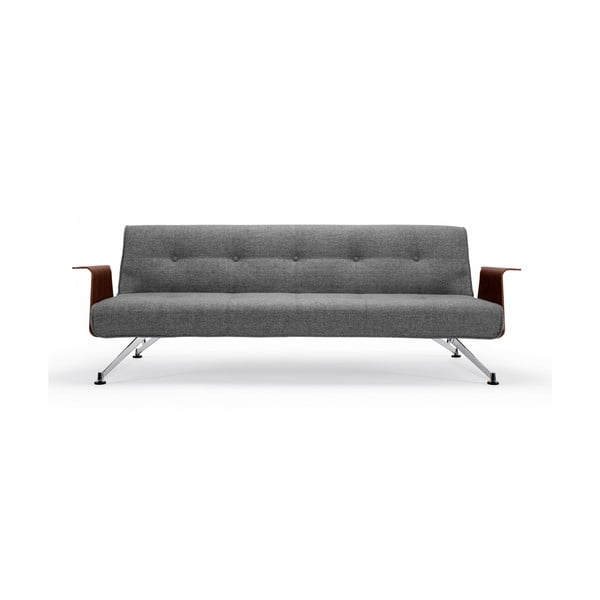 Pilka sofa-lova su mediniais porankiais "Innovation Clubber Twist Charcoal", 92 x 233 cm