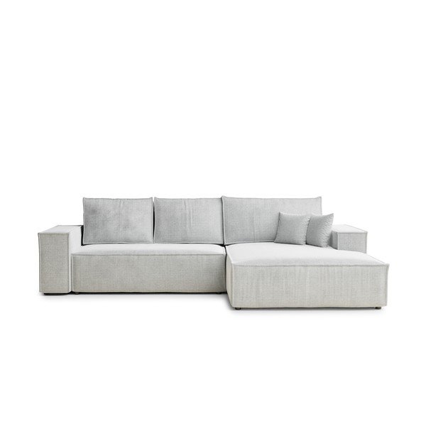 Šviesiai pilkos spalvos sulankstoma/su sandėliavimo vieta kampinė sofa iš šenilinio audinio (su dešiniuoju kampu/su gultu) Maze – Maison de Rêve