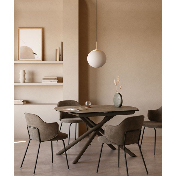 Iš keraminės plokštės prailginamas valgomojo stalas su papildomu stalviršiu 100x130 cm Yodalia – Kave Home-image-1