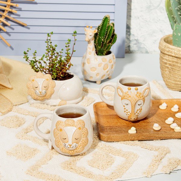 Baltos ir smėlio spalvos puodelis Sass & Belle Leo Lion, 350 ml-image-1