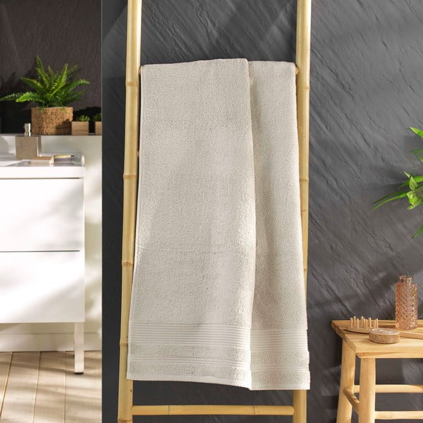Smėlio spalvos iš frote audinio iš medvilnės vonios rankšluostis 70x130 cm Tendresse – douceur d'intérieur-image-1